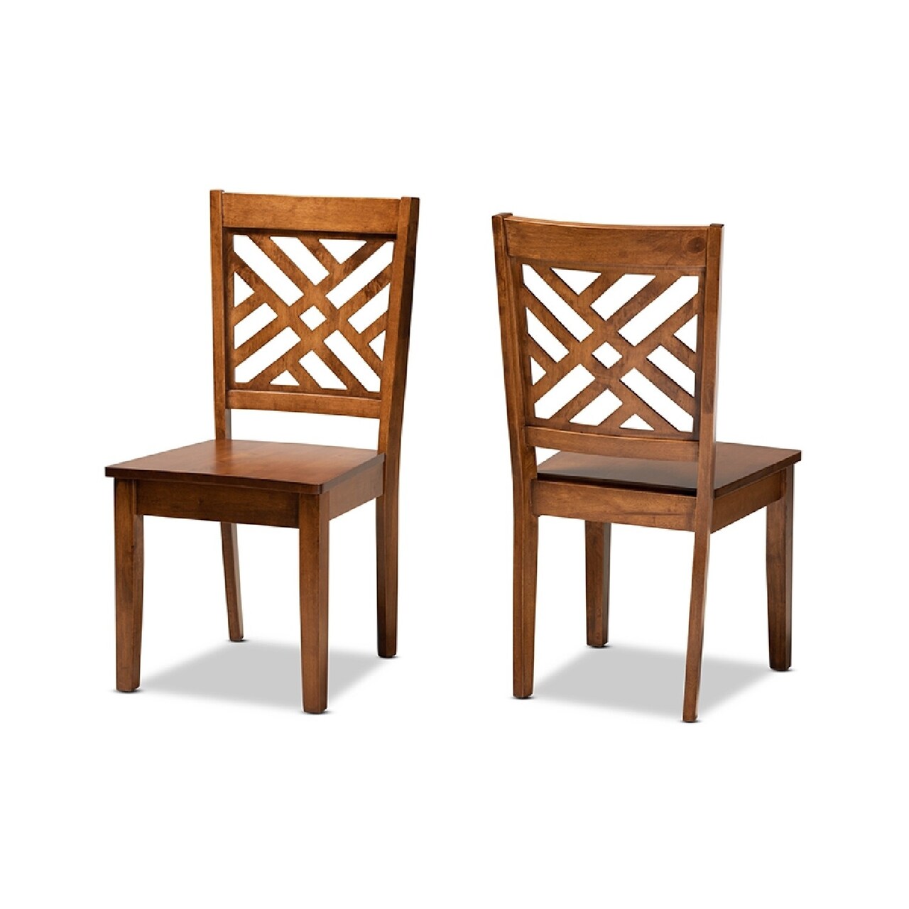 Wholesale Interiors Baxton Studio Caron Modern and Contemporary Transitional Walnut Brown Finished Wood 2-Piece Dining Chair Set